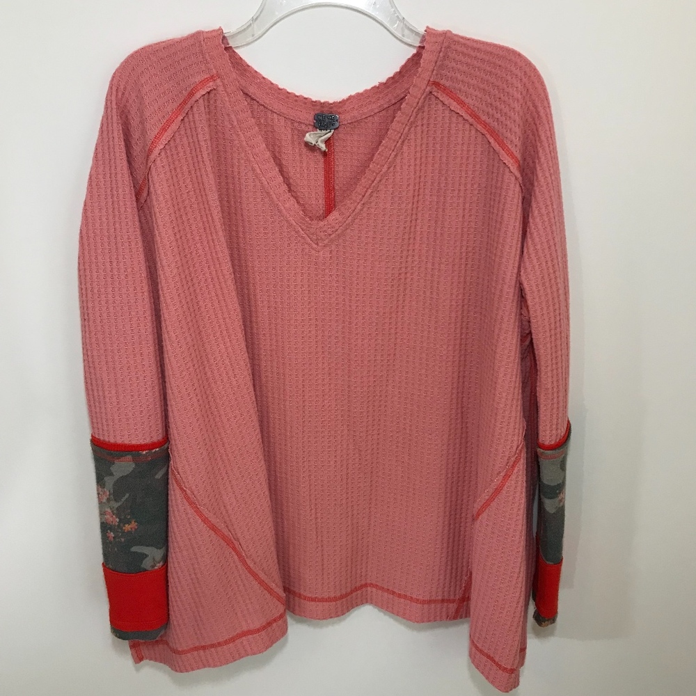 We The Free Peach Oversized Thermal Shirt